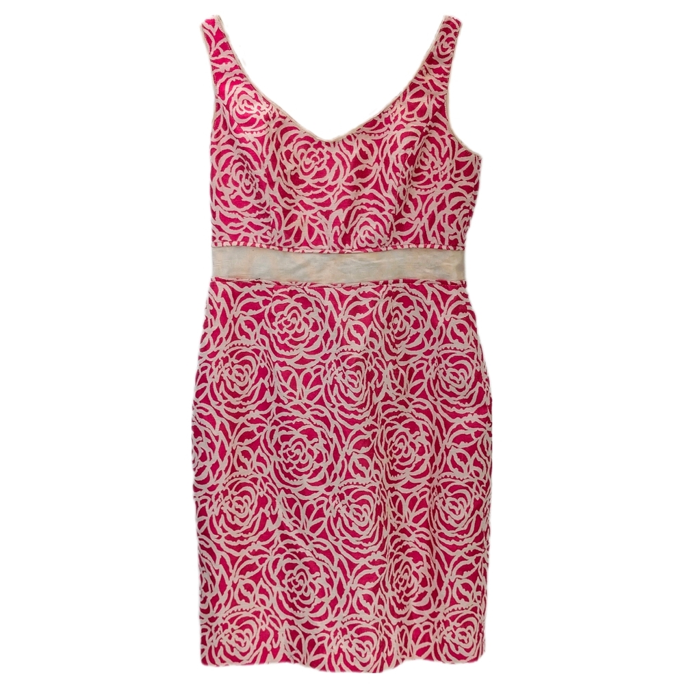 Maggie London Pink and Beige Rosette Empire Sheath Dress - 6